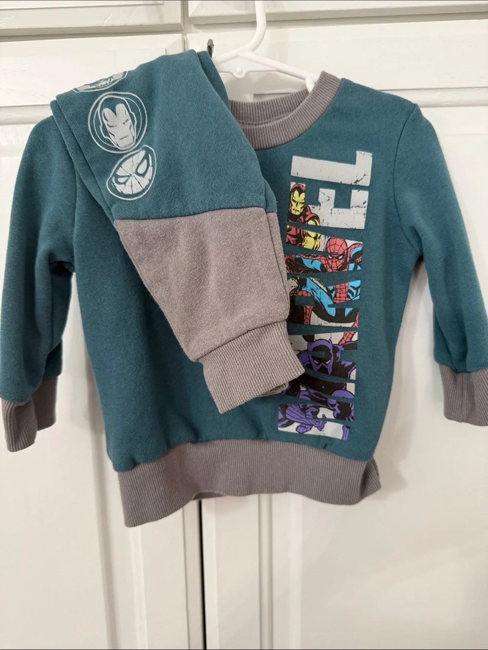Marvel Teal Sweatshirt and Gray Trim with Character Graphic